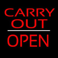 Carry Out Block Open White Line Neonreclame