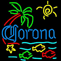 Corona Tropical Fish w Palm Tree Beer Sign Neonreclame