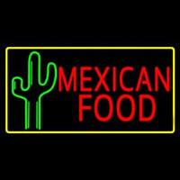 Red Me ican Food With Cactus Logo Neonreclame