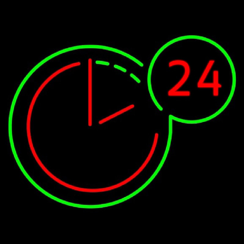 24 Hours Clock Neonreclame