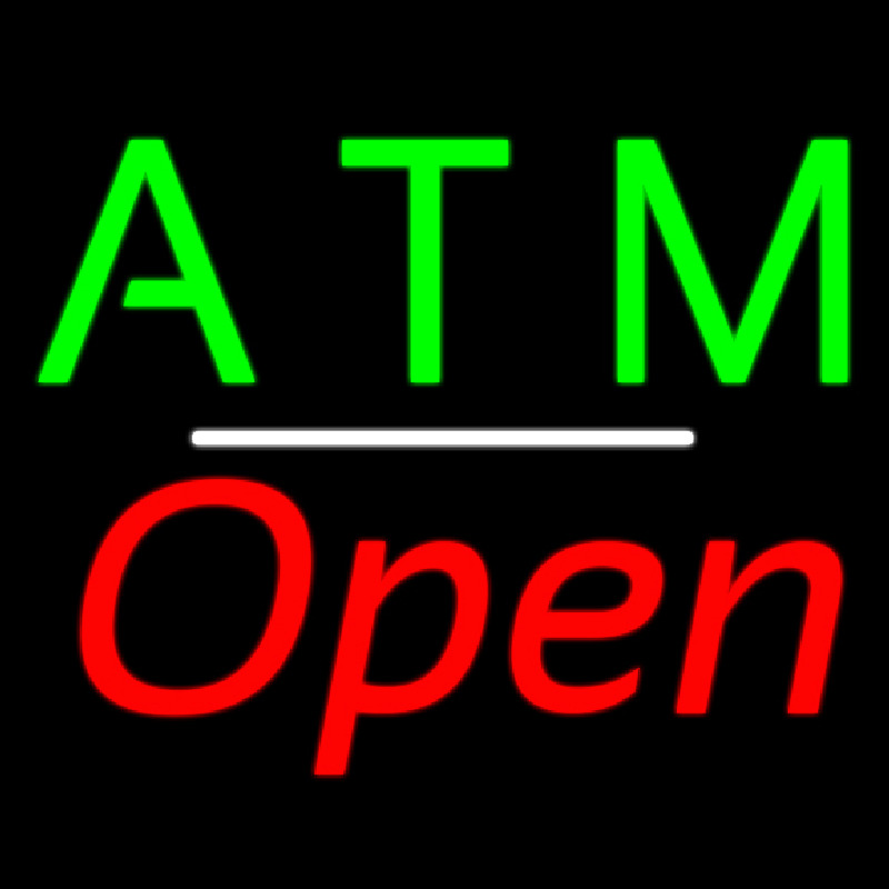 Atm Open White Line Neonreclame