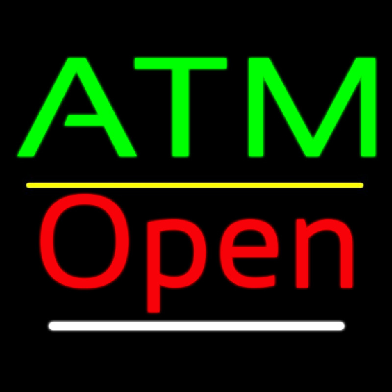 Atm Open Yellow Line Neonreclame