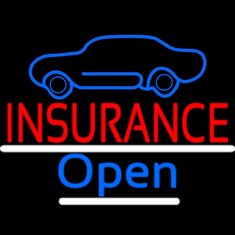 Auto Insurance With Car Logo Open Neonreclame