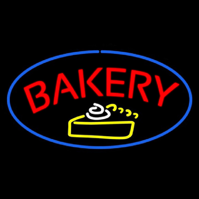 Bakery Logo Oval Blue Neonreclame