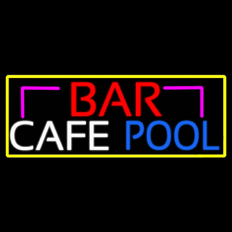 Bar Cafe Pool With Yellow Border Neonreclame