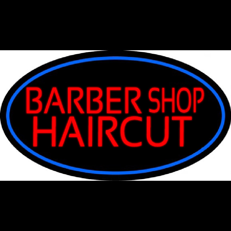 Barbershop Haircut With Blue Border Neonreclame