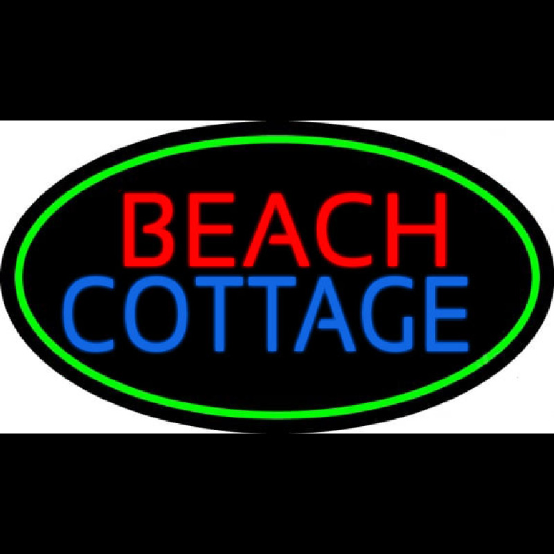 Beach Cottage With Green Border Neonreclame