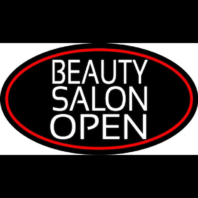 Beauty Salon Open Oval With Red Border Neonreclame