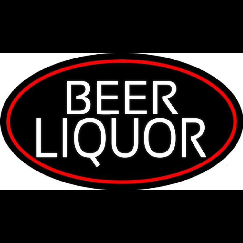 Beer Liquor Oval With Red Border Neonreclame