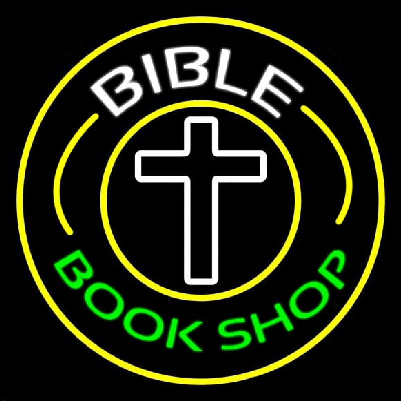 Bible Book Shop With Border Neonreclame