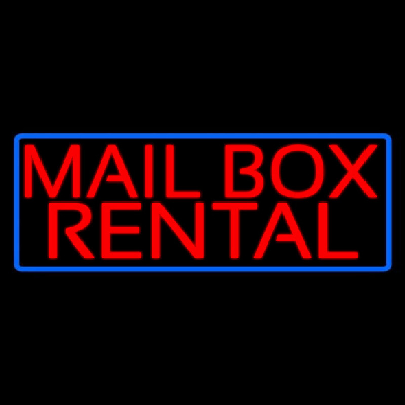 Block Mail Bo  Rental Blue Border Neonreclame