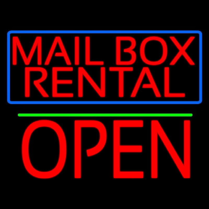 Block Mail Bo  Rental Blue Border With Open 1 Neonreclame