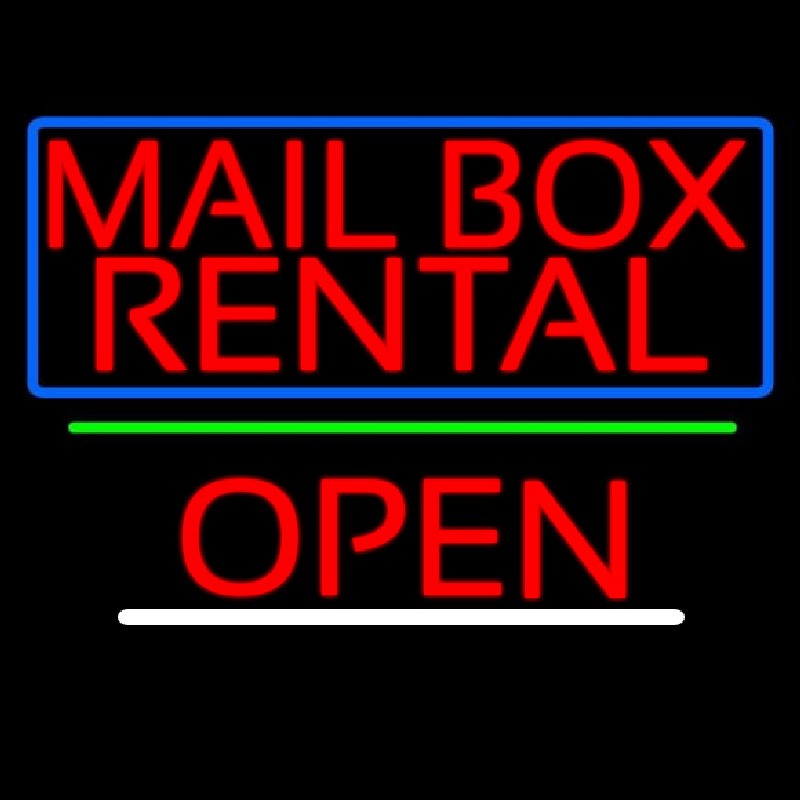 Block Mail Bo  Rental Blue Border With Open 2 Neonreclame