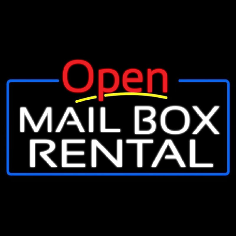 Block Mail Bo  Rental Blue Border With Open 4 Neonreclame