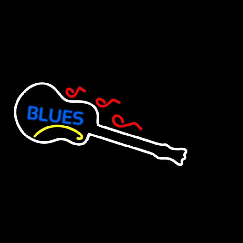 Blue Blues White Guitar Neonreclame