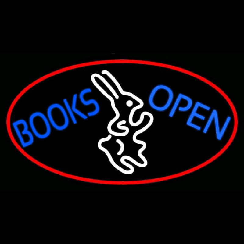 Blue Books With Rabbit Logo Open With Red Oval Neonreclame