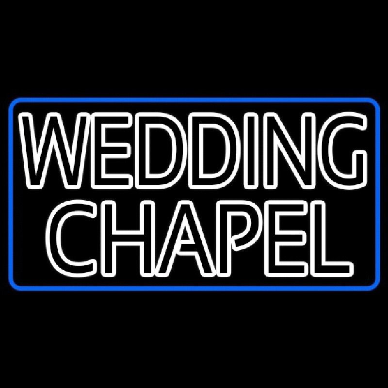 Blue Border Double Stroke Wedding Chapel Neonreclame