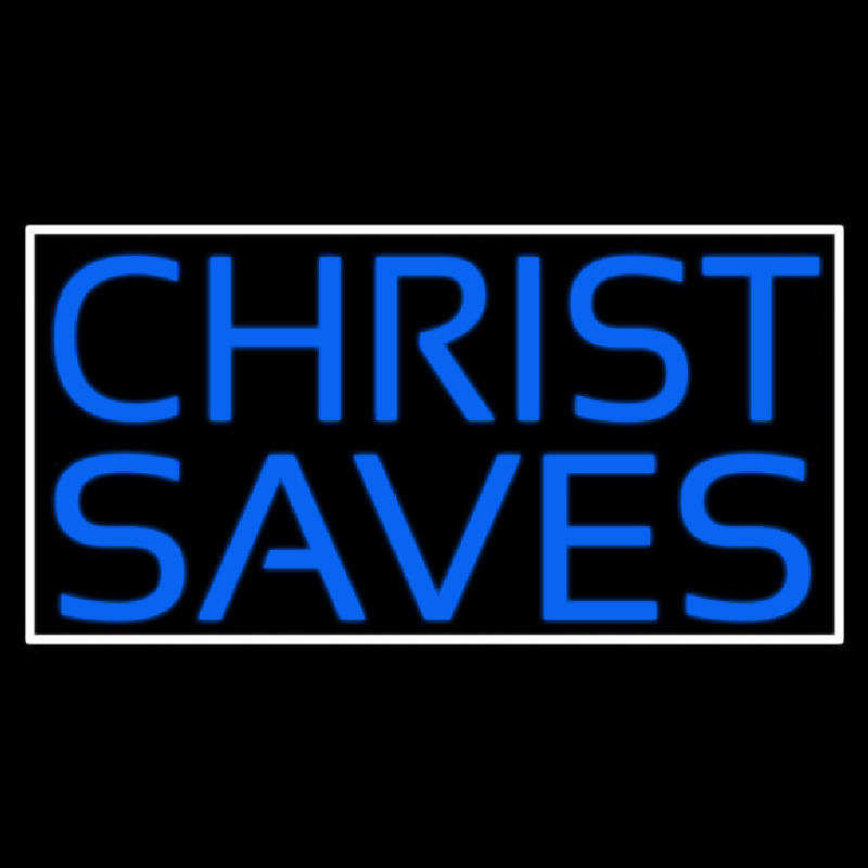 Blue Christ Saves Neonreclame