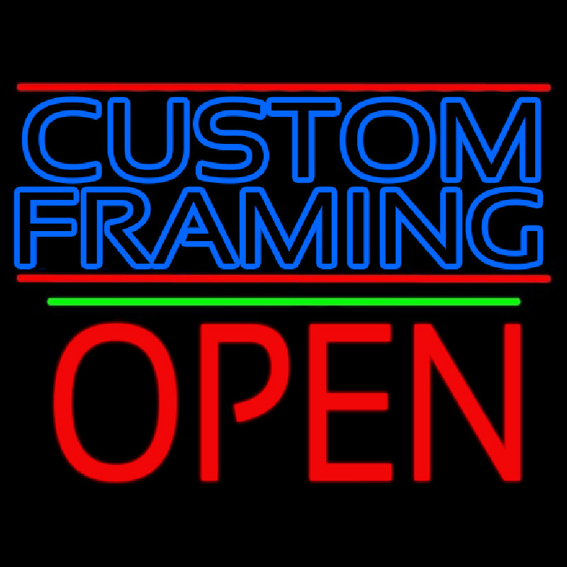 Blue Custom Framing With Lines With Open 1 Neonreclame