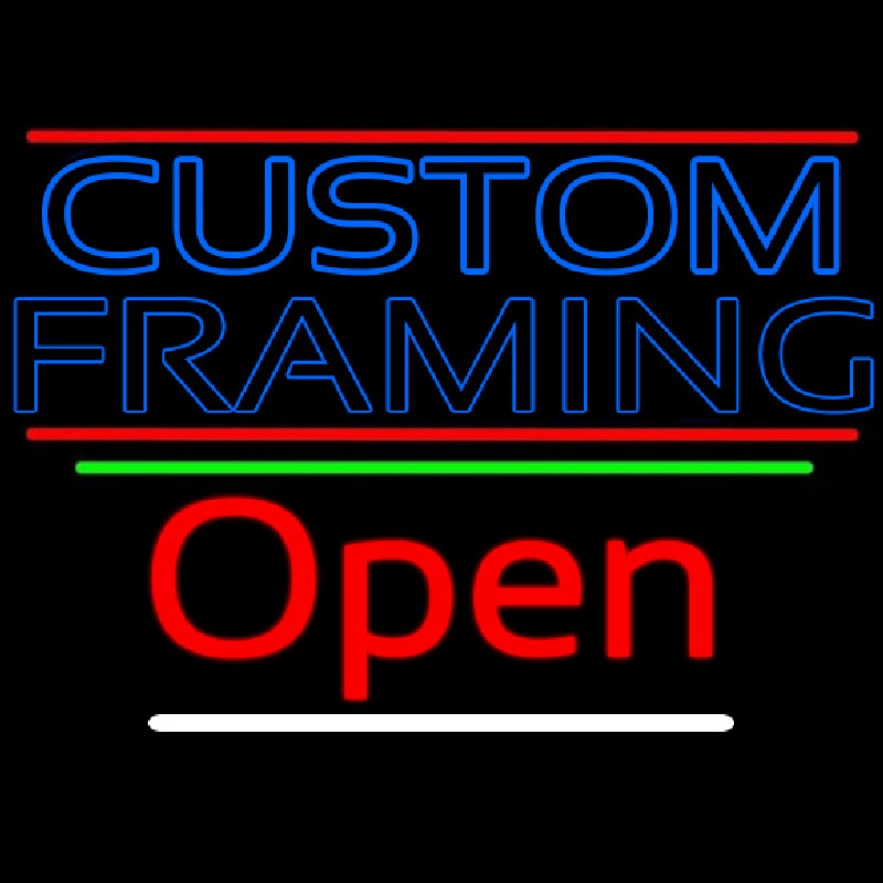 Blue Custom Framing With Lines With Open 3 Neonreclame