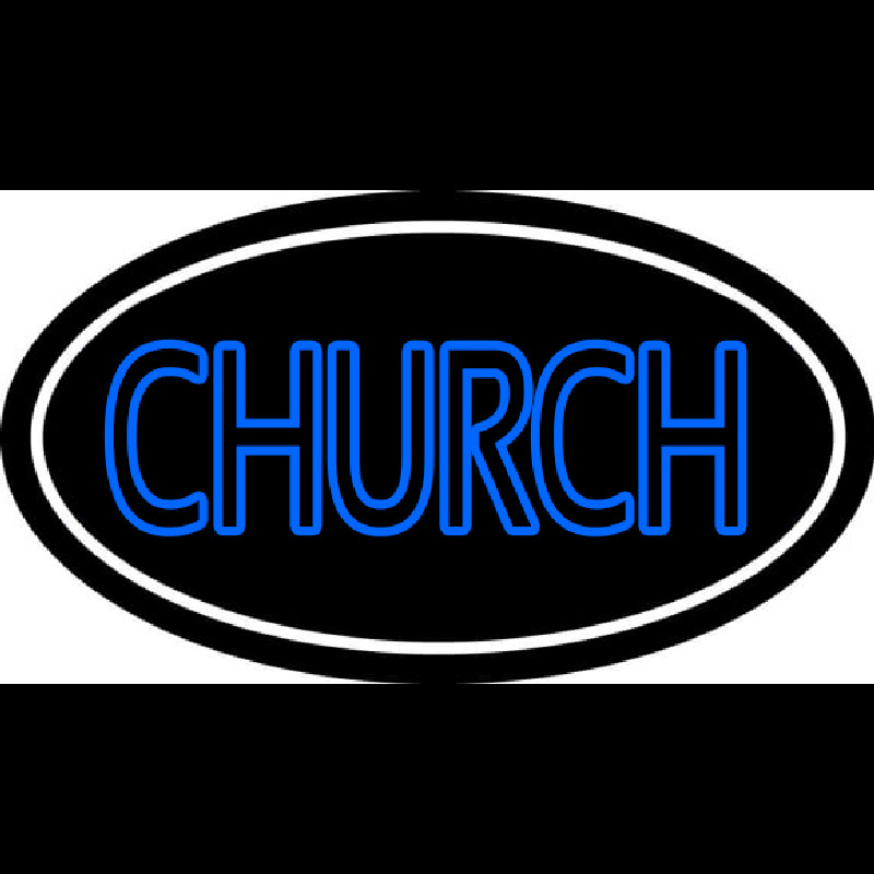 Blue Double Stroke Church Neonreclame