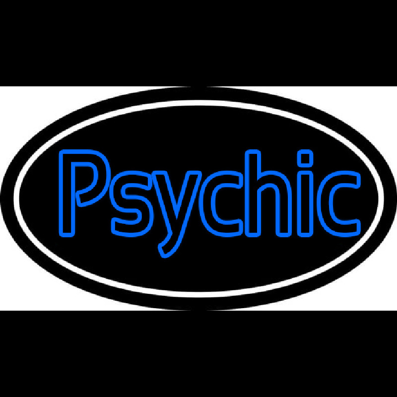 Blue Double Stroke Psychic White Border Neonreclame