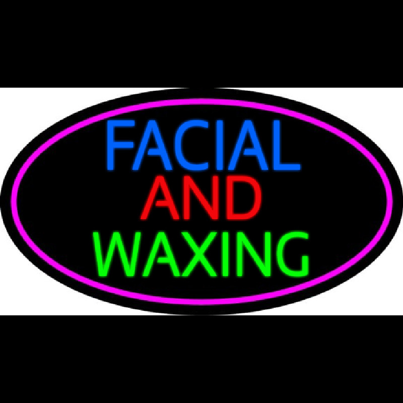 Blue Facial And Wa ing With Pink Oval Neonreclame