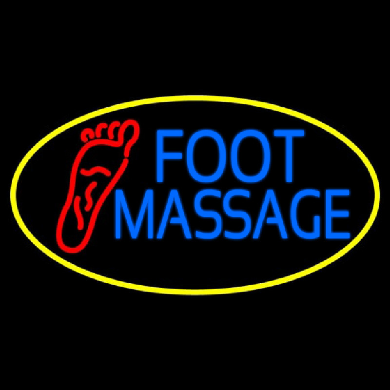 Blue Foot Massage With Yellow Oval Neonreclame