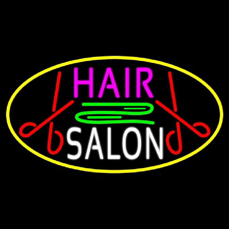 Blue Hair Salon With Scissor Neonreclame