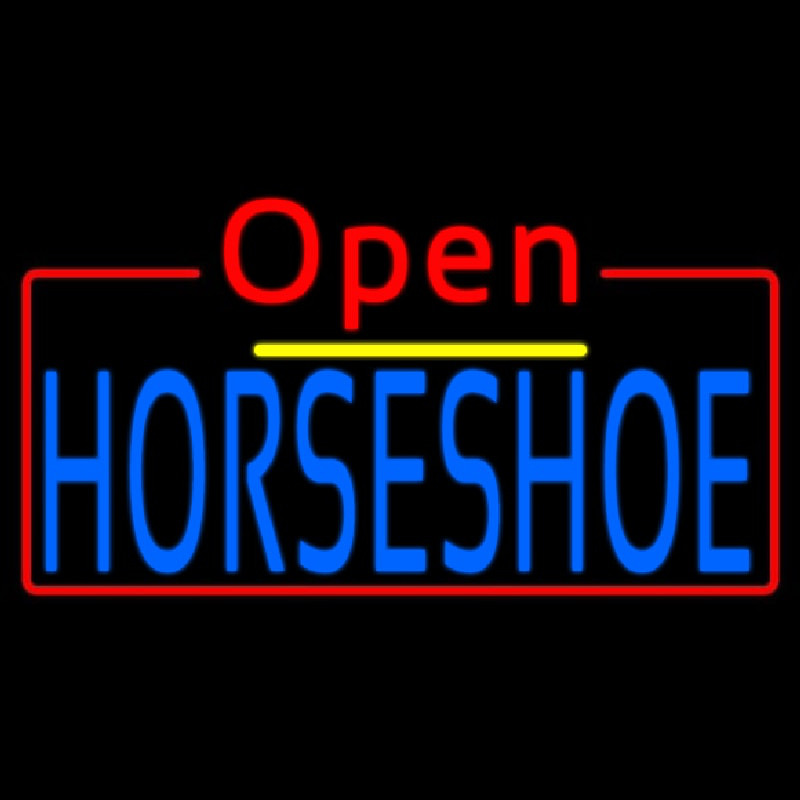 Blue Horseshoe Open Neonreclame