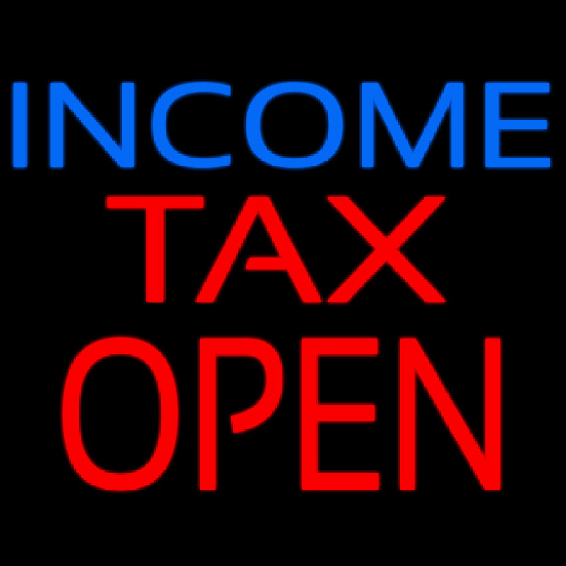 Blue Income Red Ta  Open Neonreclame