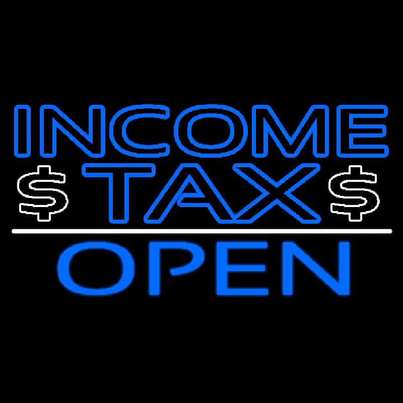 Blue Income Ta  Open With Dollar Logo Neonreclame