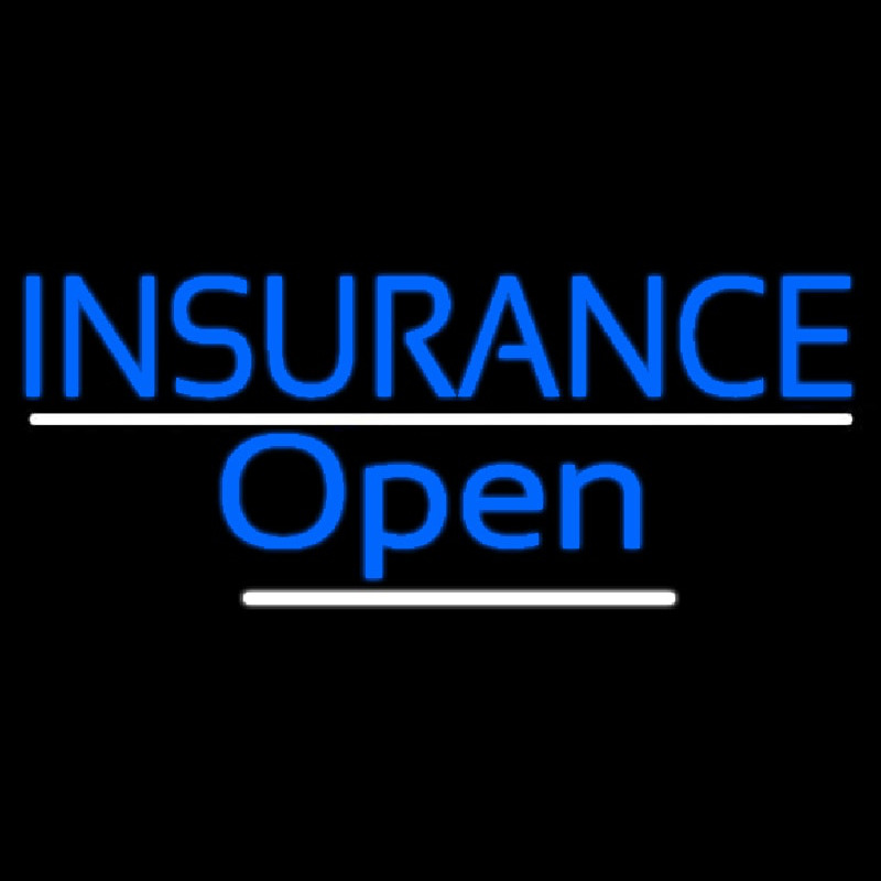 Blue Insurance Open White Line Neonreclame