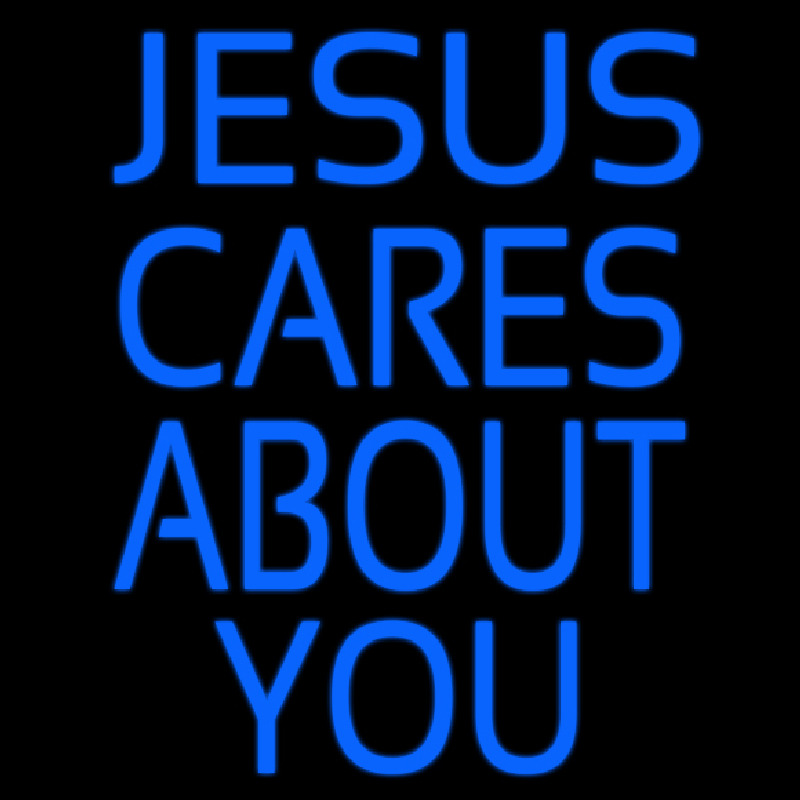 Blue Jesus Cares About You Neonreclame