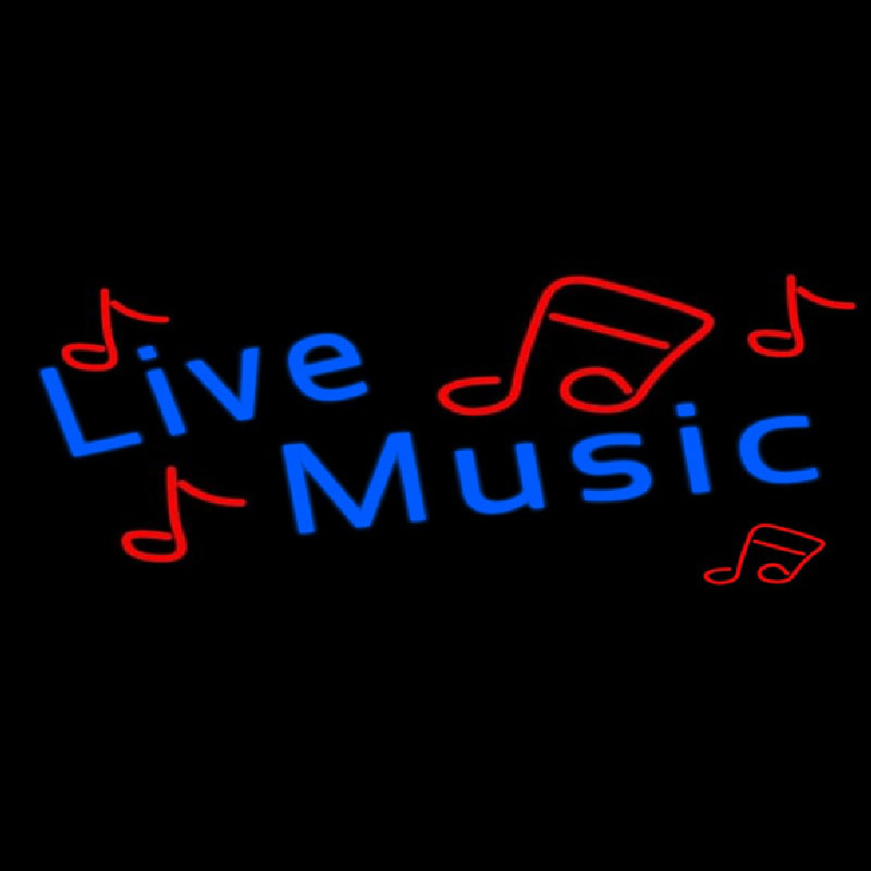 Blue Live Music With Red Notes Neonreclame