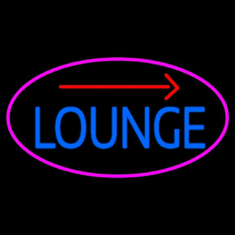 Blue Lounge And Arrow Oval With Pink Border Neonreclame