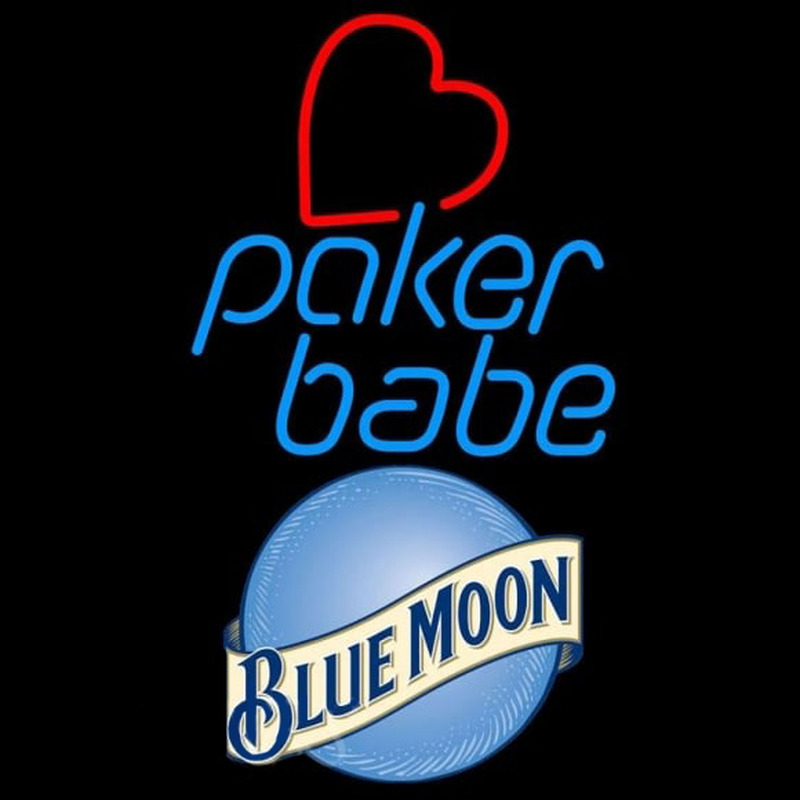 Blue Moon Poker Girl Heart Babe Beer Sign Neonreclame