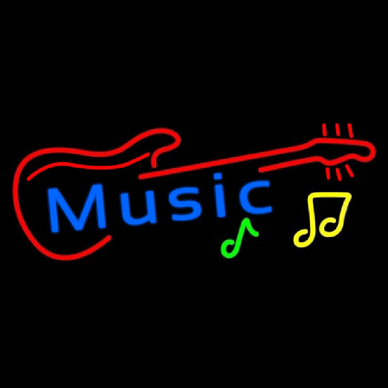 Blue Music Red Guitar 1 Neonreclame