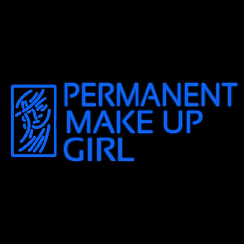 Blue Permanent Makeup Girl Neonreclame