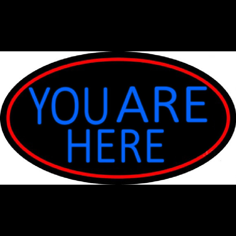 Blue You Are Here Oval With Red Border Neonreclame