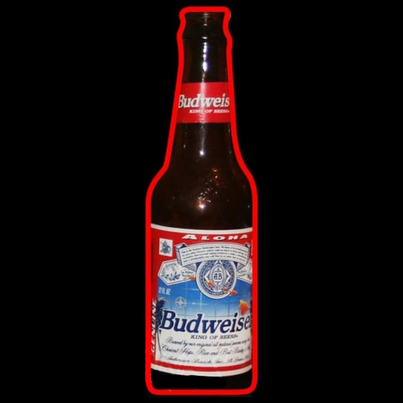 Budweiser Bottle Aloha Beer Sign Neonreclame