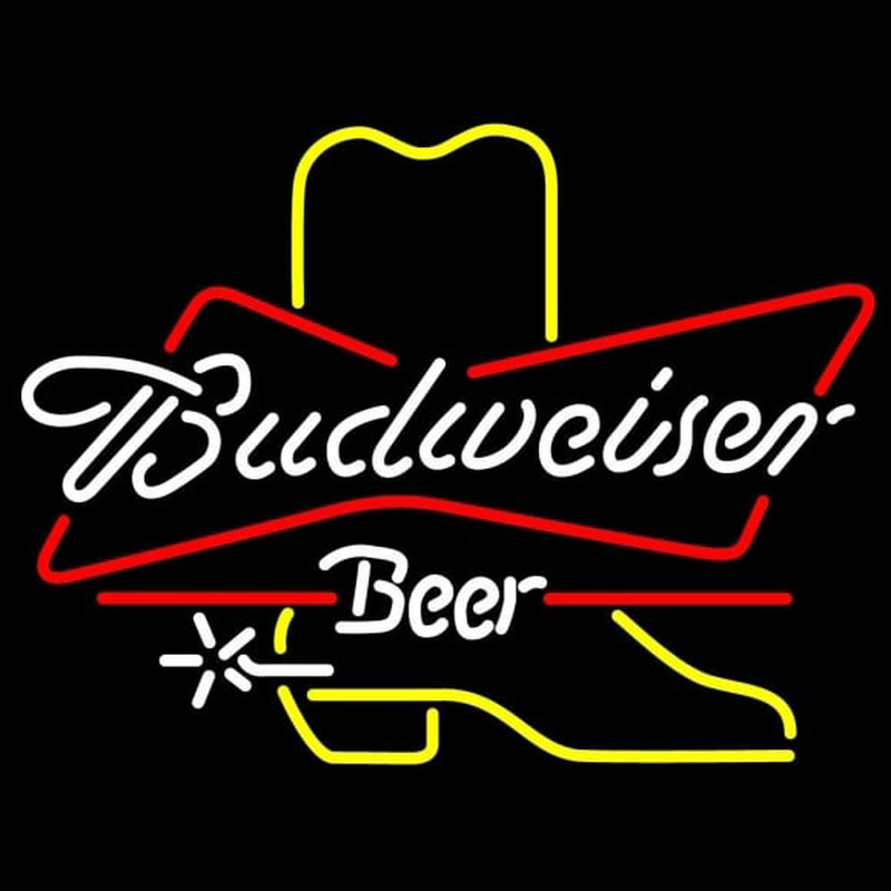 Budweiser Cowboy Boot Beer Sign Neonreclame