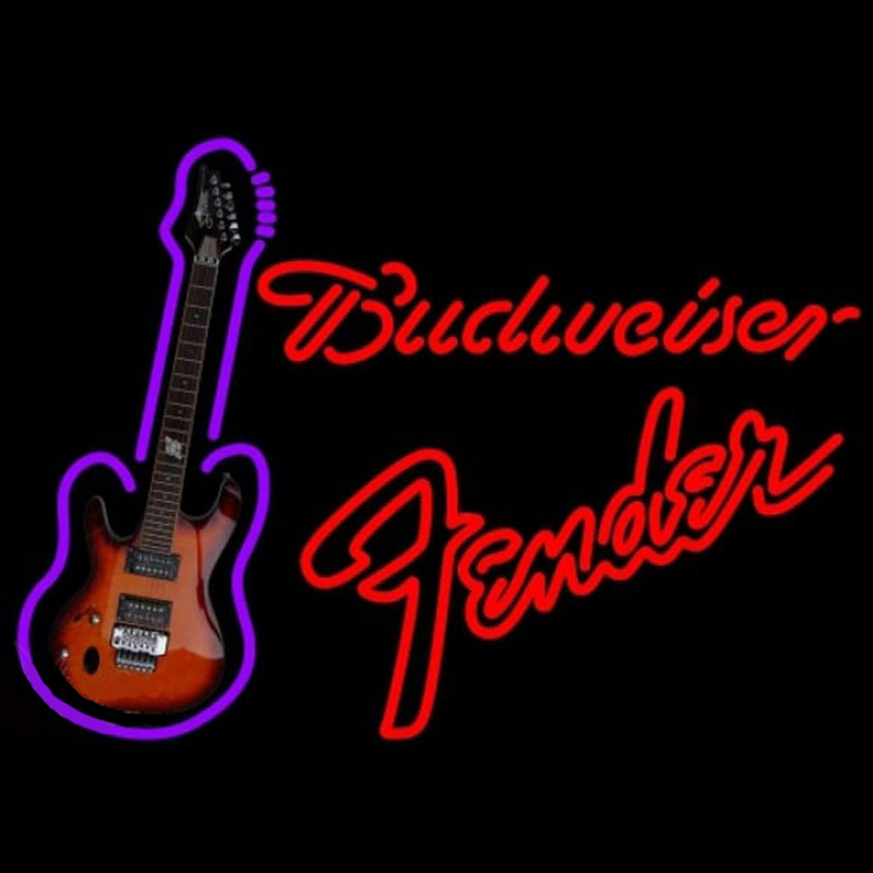 Budweiser Fender Red Guitar Beer Sign Neonreclame