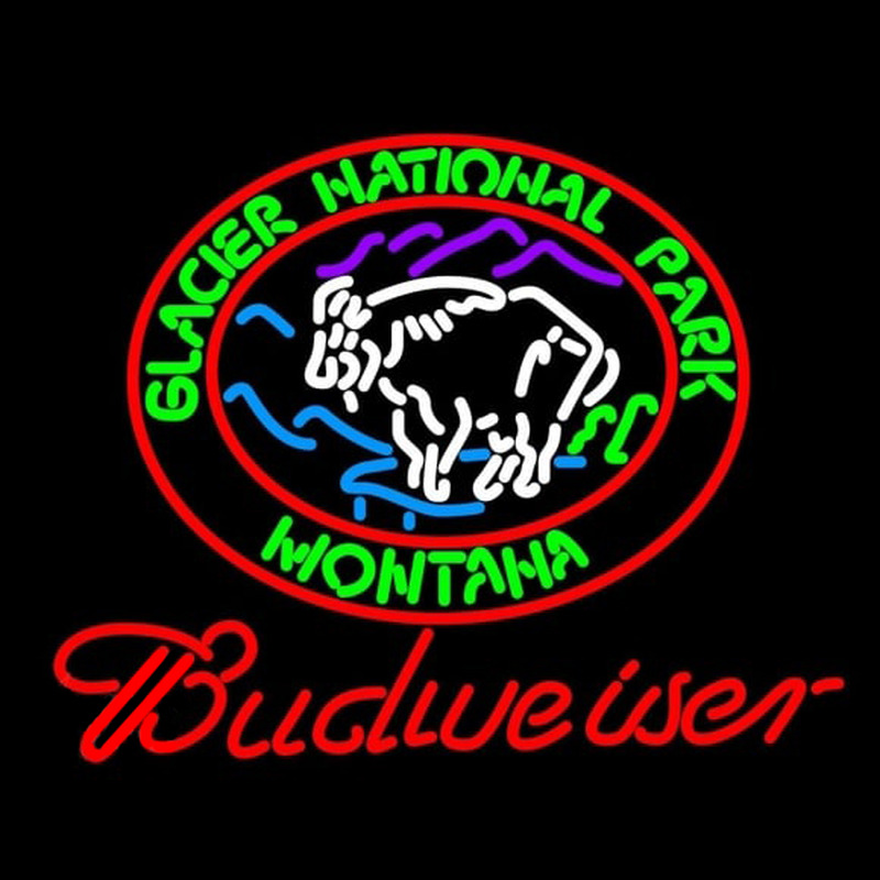 Budweiser Glacier National Park Montana Beer Sign Neonreclame