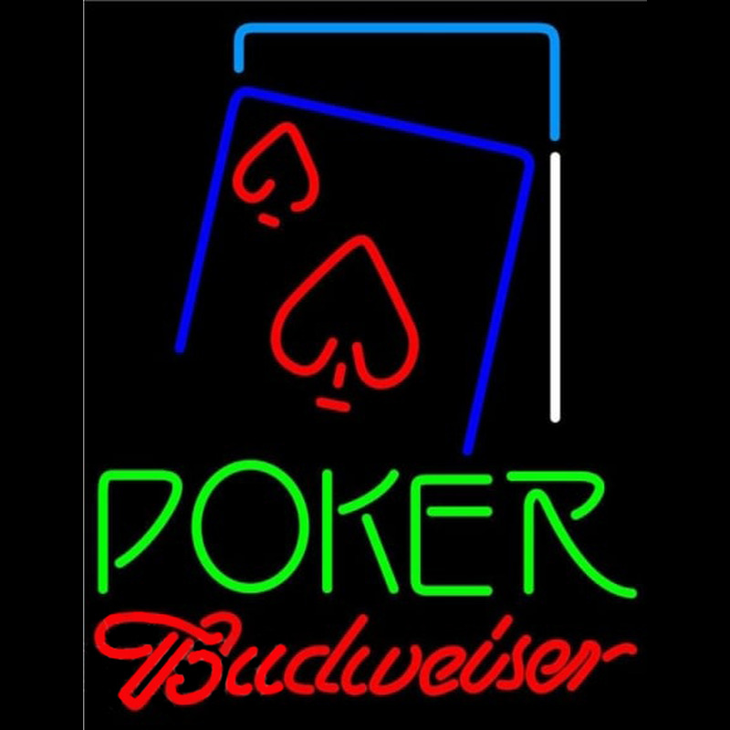 Budweiser Green Poker Red Heart Beer Sign Neonreclame