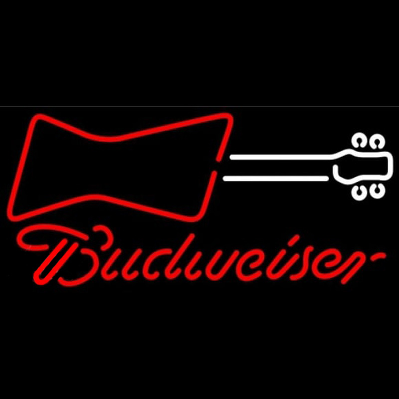 Budweiser Guitar Red White Beer Sign Neonreclame