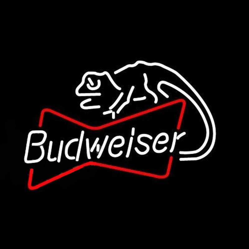 Budweiser Louie Lizard Bowtie Beer Sign Neonreclame