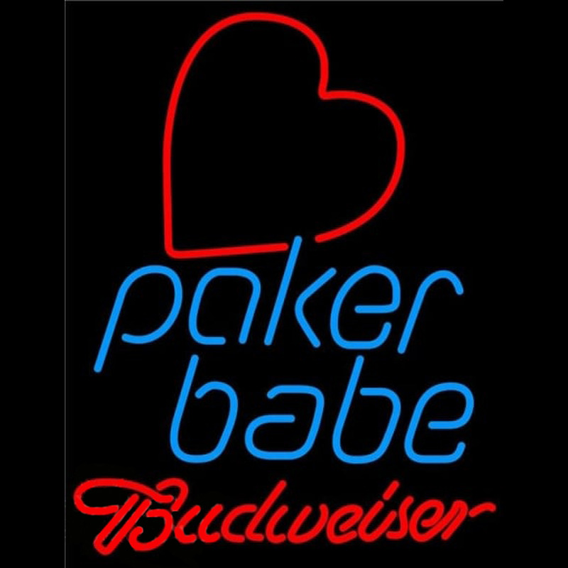 Budweiser Poker Girl Heart Babe Beer Sign Neonreclame