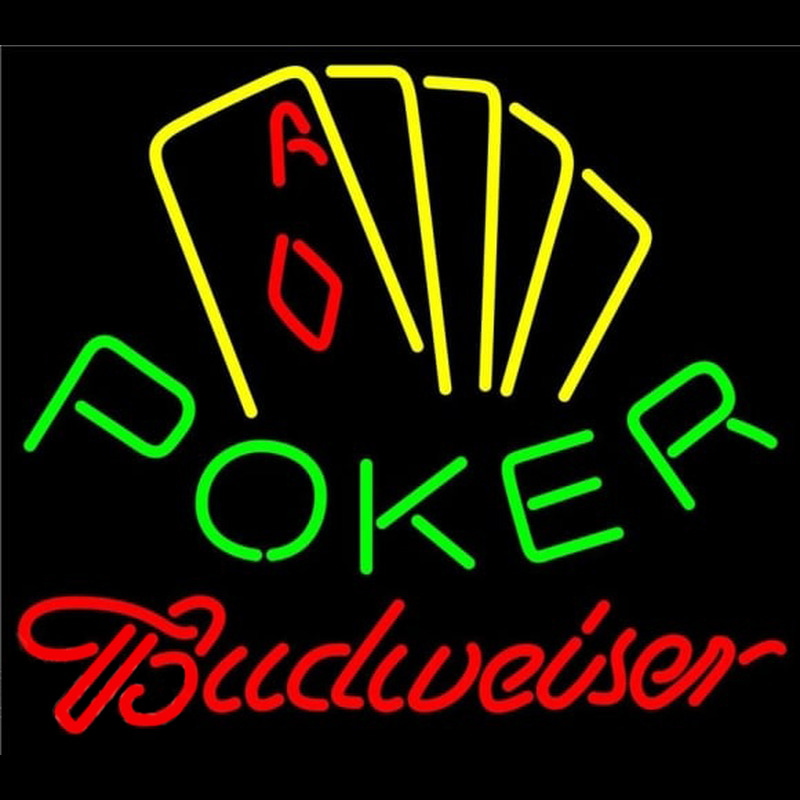 Budweiser Poker Yellow Beer Sign Neonreclame