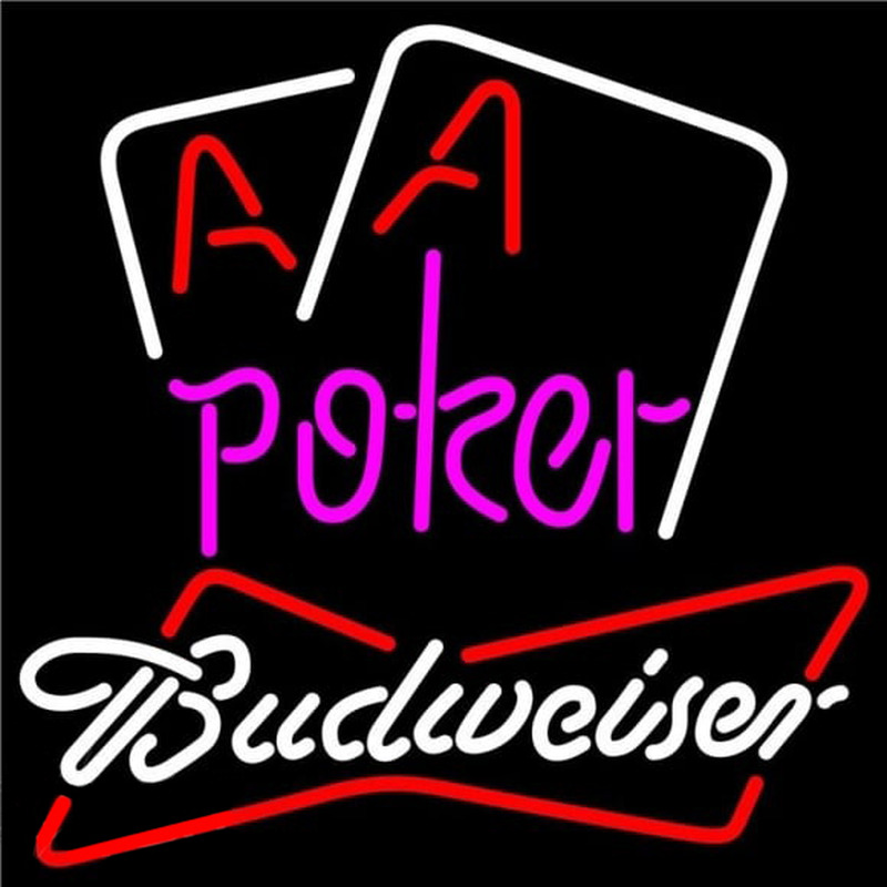 Budweiser Purple Lettering Red Aces White Cards Beer Sign Neonreclame